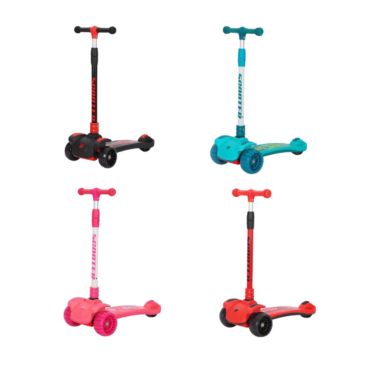 VIP Stars -  Kid'S Scooter 3 Wheels Big Pedal Foldable Scooterwith Music, Height Adjustable Pu With Led Light Wheels, 1 Piece Assorted