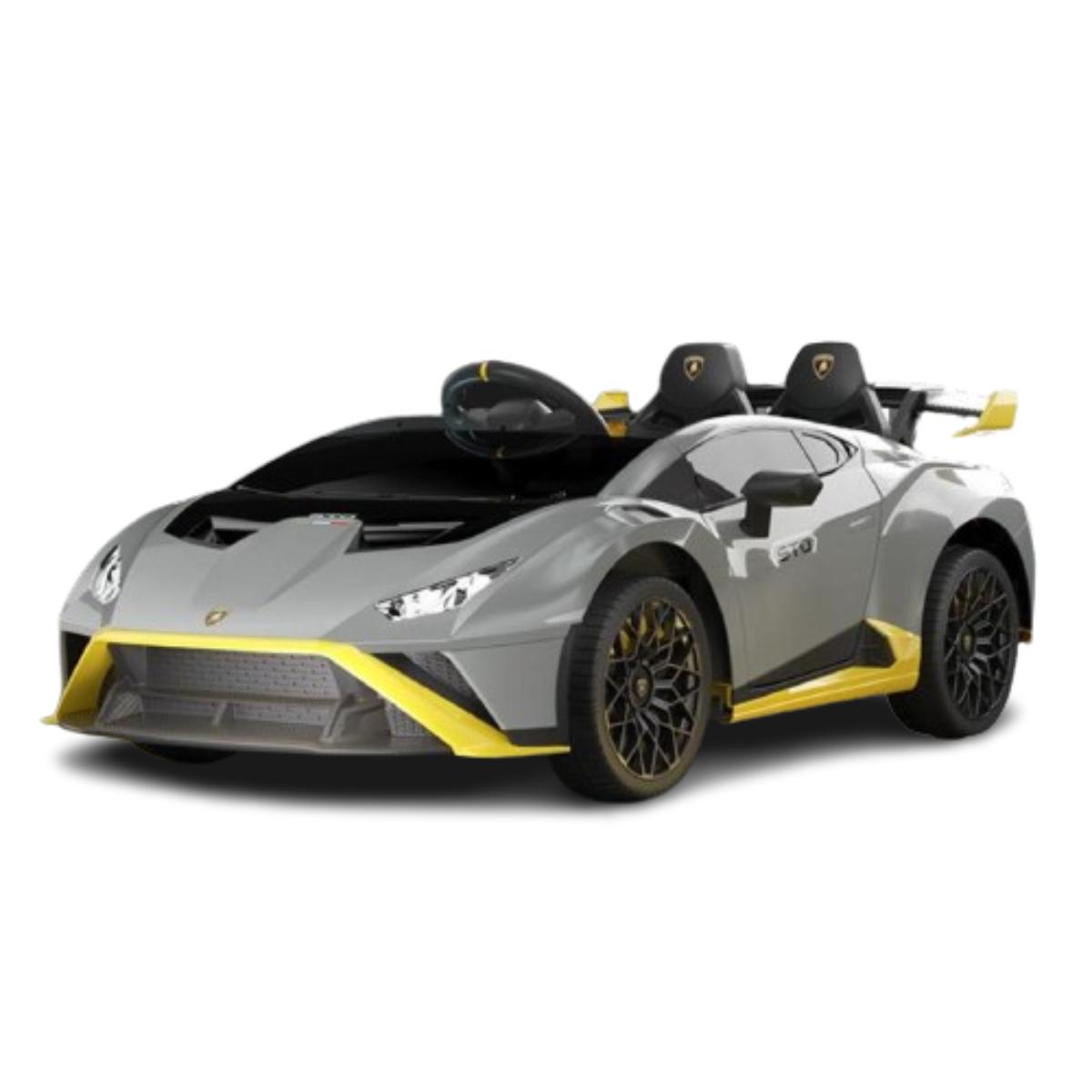 baby-store-dubai VIP STARS -Licensed Lamborghini 24V775 Battery, Leather seats, real rubber tires, highest quality, original and real lamborghini, Music, Light & USB, Electric Car, drive 12 months above - Gray